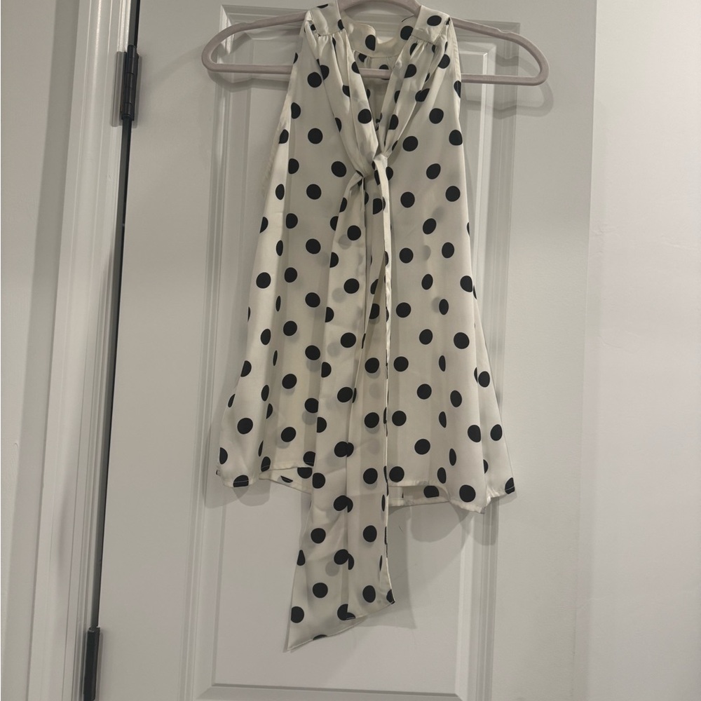 Liverpool Black and White Polka Dot Blouse - Picture 9 of 10